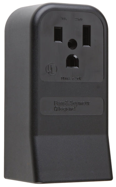 Pass & Seymour 3852CC6 Surface Mount Power Outlet, 2-Pole, 3-Wire, Black