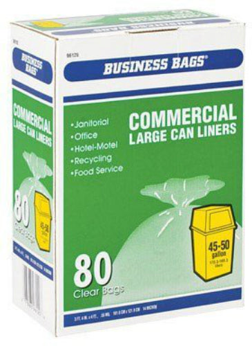 Berry Plastics 618642 Business Bags Commercial Can Liners, 45 Gal, Clear, 80-Ct