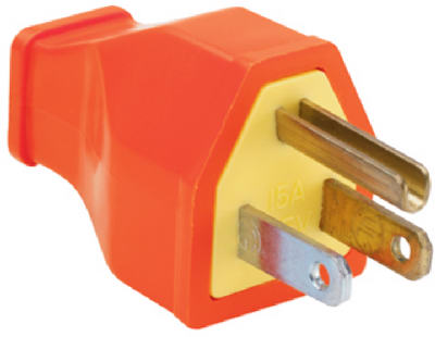 Pass & Seymour Straight Blade Plug, 15A, 125V, Orange