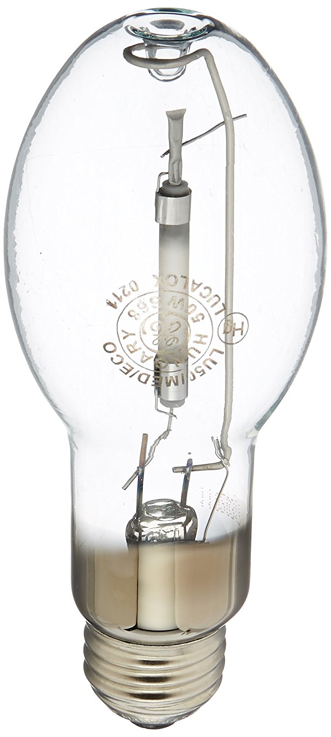GE 26421 Lucalox® High Pressure Sodium B17 HID Bulb, Clear, 50W, 4000 Lumens