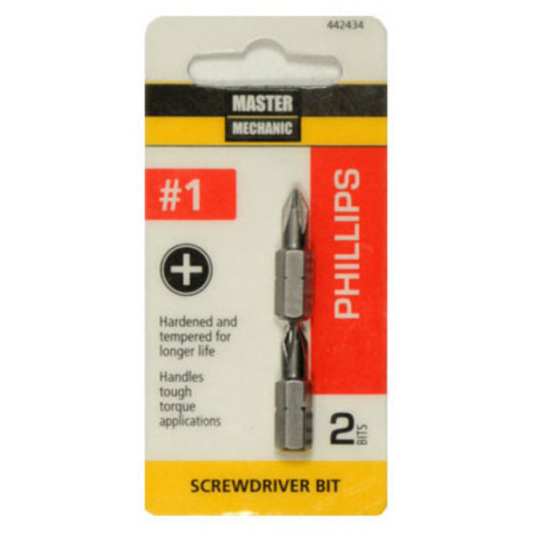 Master Mechanic 442434 Phillips Insert Bit Tip, #1 / 1", 2-Pack