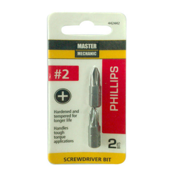 Master Mechanic 442442 Phillips Insert Bit Tip, #2 / 1", 2-Pack