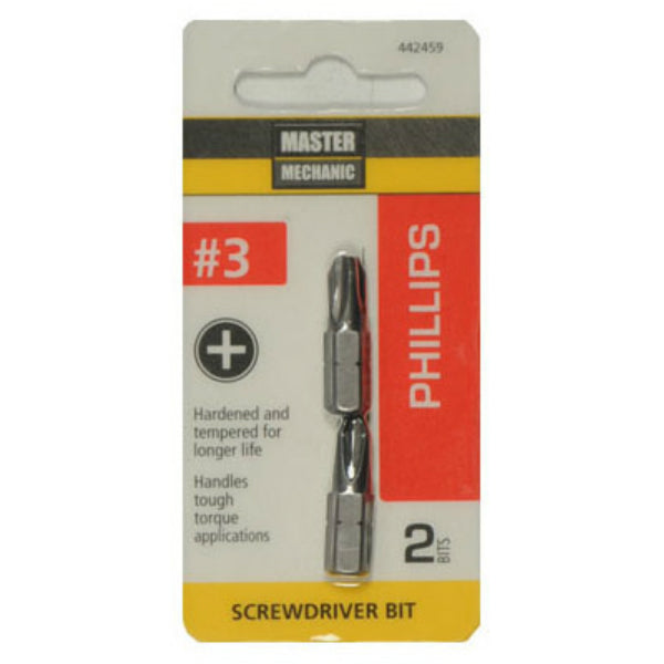 Master Mechanic 442459 Phillips Insert Bit Tip, #3 / 1", 2-Pack