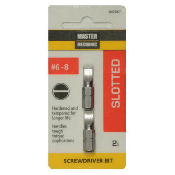 Master Mechanic 442467 Slotted Insert Bit Tip, #6 - 8/ 1", 2-Pack