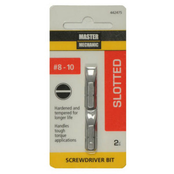 Master Mechanic 442475 Slotted Insert Bit Tip, #8 - 10/ 1", 2-Pack