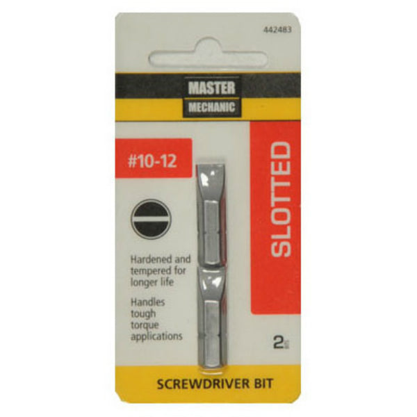 Master Mechanic 442483 Slotted Insert Bit Tip, #10 - 12/ 1", 2-Pack
