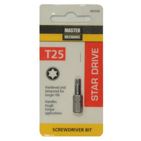 Master Mechanic 442558 Star Drive Screwdriver Insert Bit Tip, Torx 25 , 1"