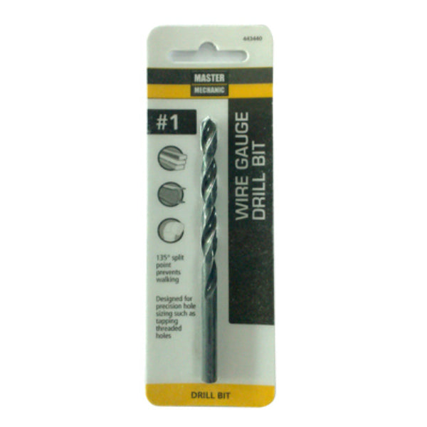 Master Mechanic 443440  Black Oxide Wire Gauge Number Drill Bit, #1, 3-7/8"