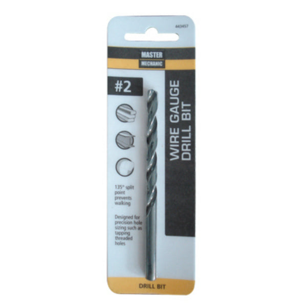 Master Mechanic 443457 Black Oxide Wire Gauge Number Drill Bit, #2, 3-7/8"