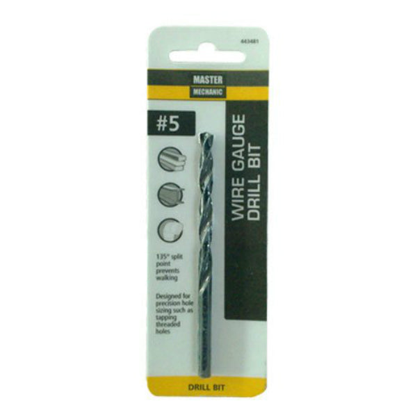Master Mechanic 443481 Black Oxide Wire Gauge Number Drill Bit, #5, 3-3/4"