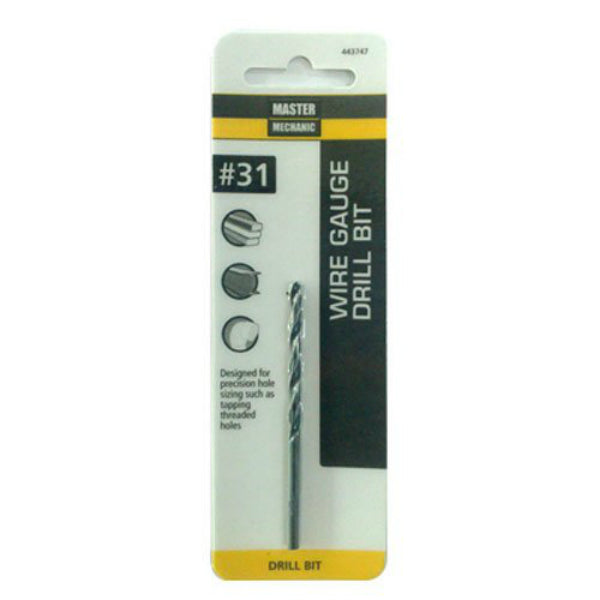 Master Mechanic 443747 Black Oxide Wire Gauge Number Drill Bit, #31, 2-3/4"