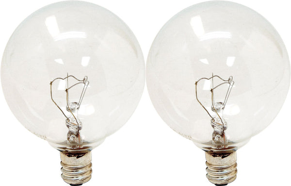 GE Lighting 17722 Candelabra Base G16.5  Globe Bulb, 25W, Crystal Clear, 2-Pack
