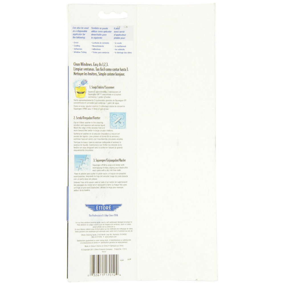 Ettore® 17012 Acrylic All Purpose Squeegee w/ Rubber Blade, 12"