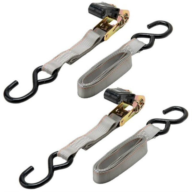 Keeper® 05721 Soft-Tie Cycle Ratchet Tie-Down with S-Hooks, 8' x 1", 2-Pack