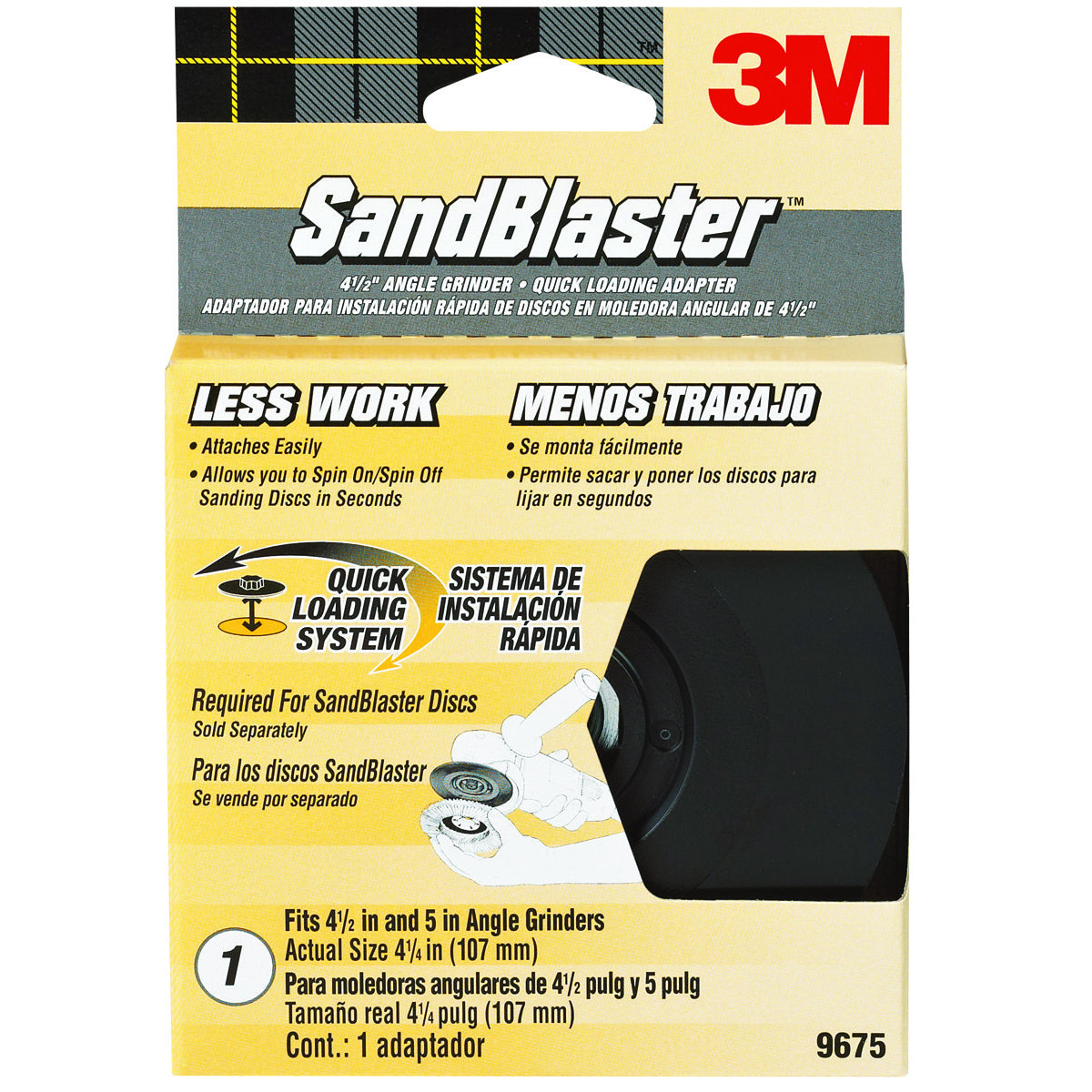 3M 9675 SandBlaster Quick Change Hub Adapter for Right Angle Grinder, 4.5"