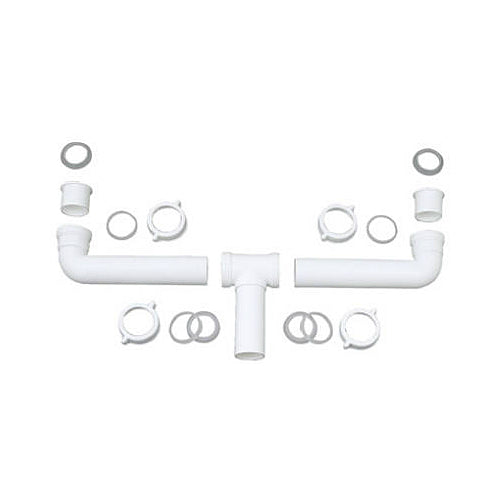 Master Plumber 453-209 2-Bowl Center Outlet Drain, 1-1/2", White