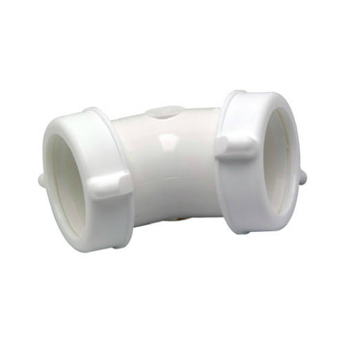 Master Plumber 453-308 Lavatory/Kitchen Drain Plastic Elbow, 45°ree, White