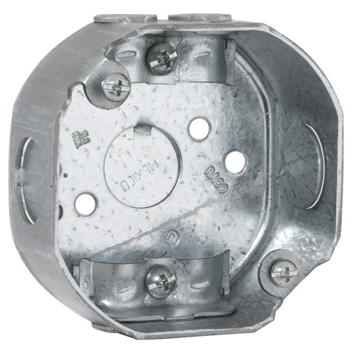 RACO® 112 Octagon Box with Conduit Knockout, 3-1/2" x 1-1/2" Deep Steel