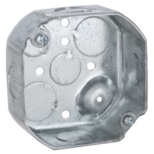 RACO® 127 Steel Octagon Box with Conduit Knockout, 4" x 1-1/2" Deep
