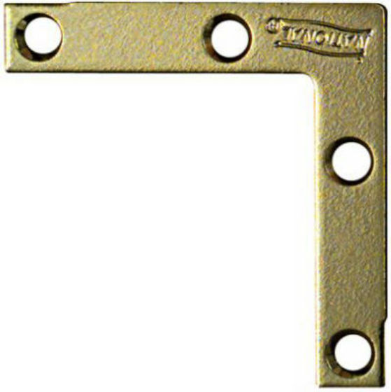 National Hardware® N190-876 Flat Corner Iron, 2" x 3/8", Bright Brass, 4-Pack