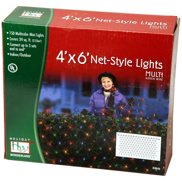 Holiday Wonderland 48951-88 Christmas Net-Style 150-Light Set, 4' x 6', Multi