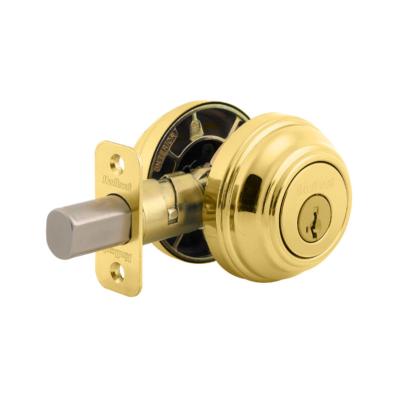 Kwikset® 985-3-SMT-CP-K4 Signature Double Cylinder Deadbolt, Polished Brass