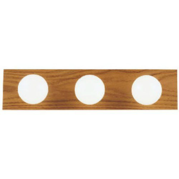 Westinghouse 66442 Three-Light Interior Bath Bar, Solid Oak with Polished Brass