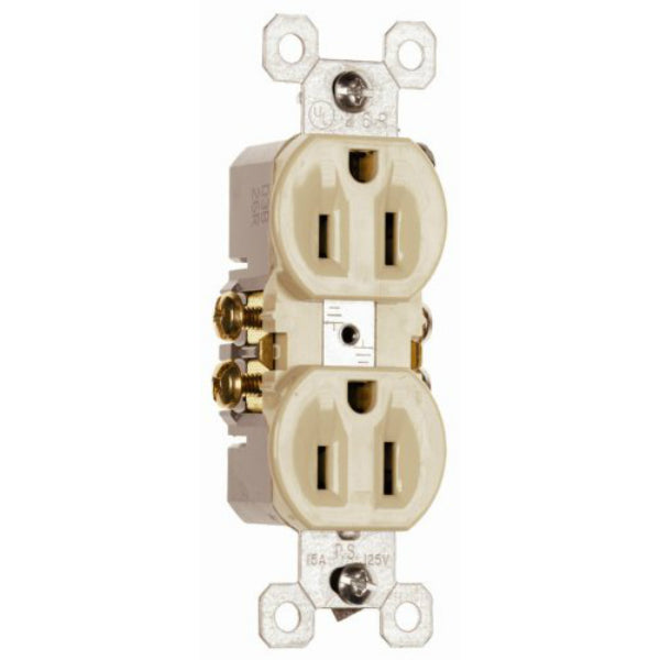 Pass & Seymour 3232ICP8 Standard Duplex Outlet, 15A, 125V, Ivory, 10-Pack