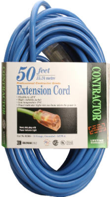 Coleman Cable® 02568-06 High-Visibility/Low Temp Outdoor Extension Cord, 50'