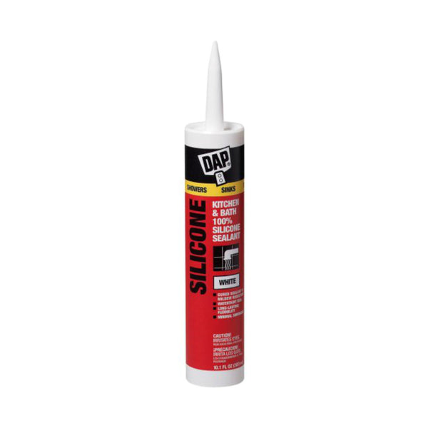 Dap® 08640 Kitchen & Bath 100% Silicone Rubber Sealant, 9.8 Oz, White