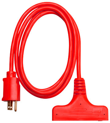 Master Electrician 04004ME Red 3-Outlet Extension Cord 6', 14/3 SJTW, 15A, 125V