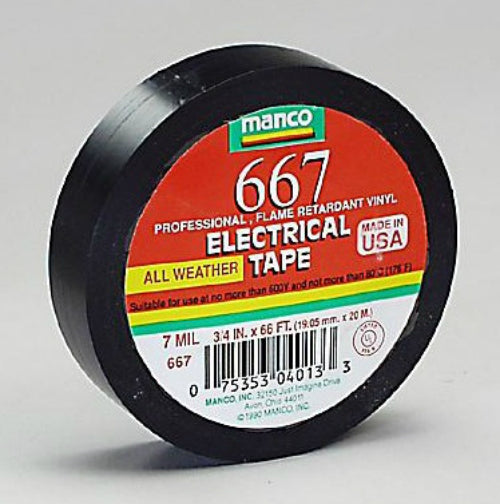 Duck 667 Professional Electrical Tape, 3/4" x 66', Black