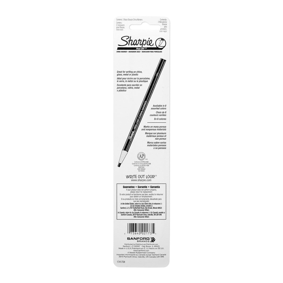 Sharpie® 2173PP Peel-Off® China Marker, Black, 2-Pack