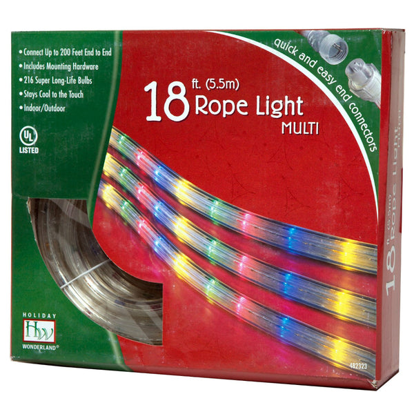 Holiday Wonderland 55131-88 Christmas Rope 216-Light Set, 18', Multi Color