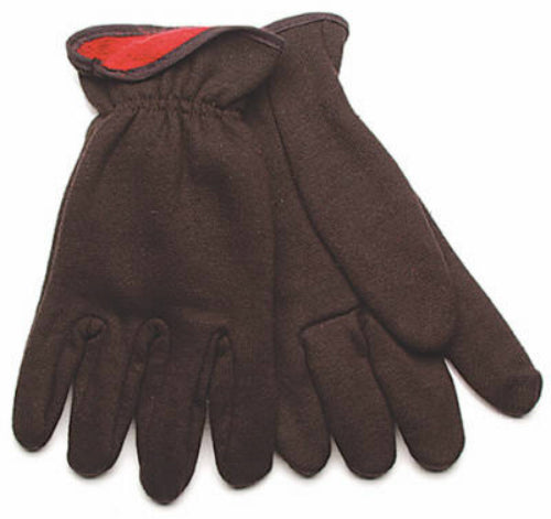 Kinco 820RL-L Men's Lined Poly/Cotton Jersey Glove, Large, Brown with Red Lining