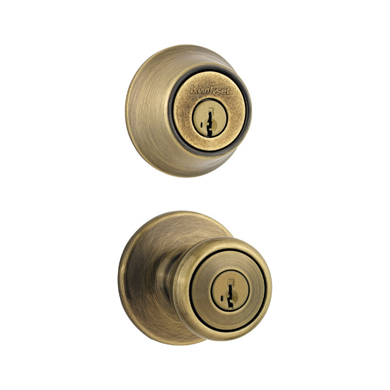 Kwikset® 690T-5-CP-CODE-K6 Tylo Single Cylinder Combo Lockset, Antique Brass