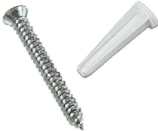 Knape & Vogt® 80-88DP-WH White Screw & Plastic Anchors, 6-Pack