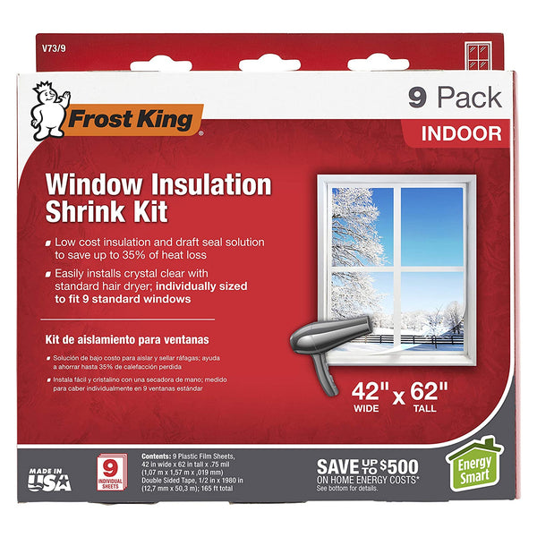 Frost King V73/9H Indoor Shrink Window Sheet, 42" x 62", 9-Pack