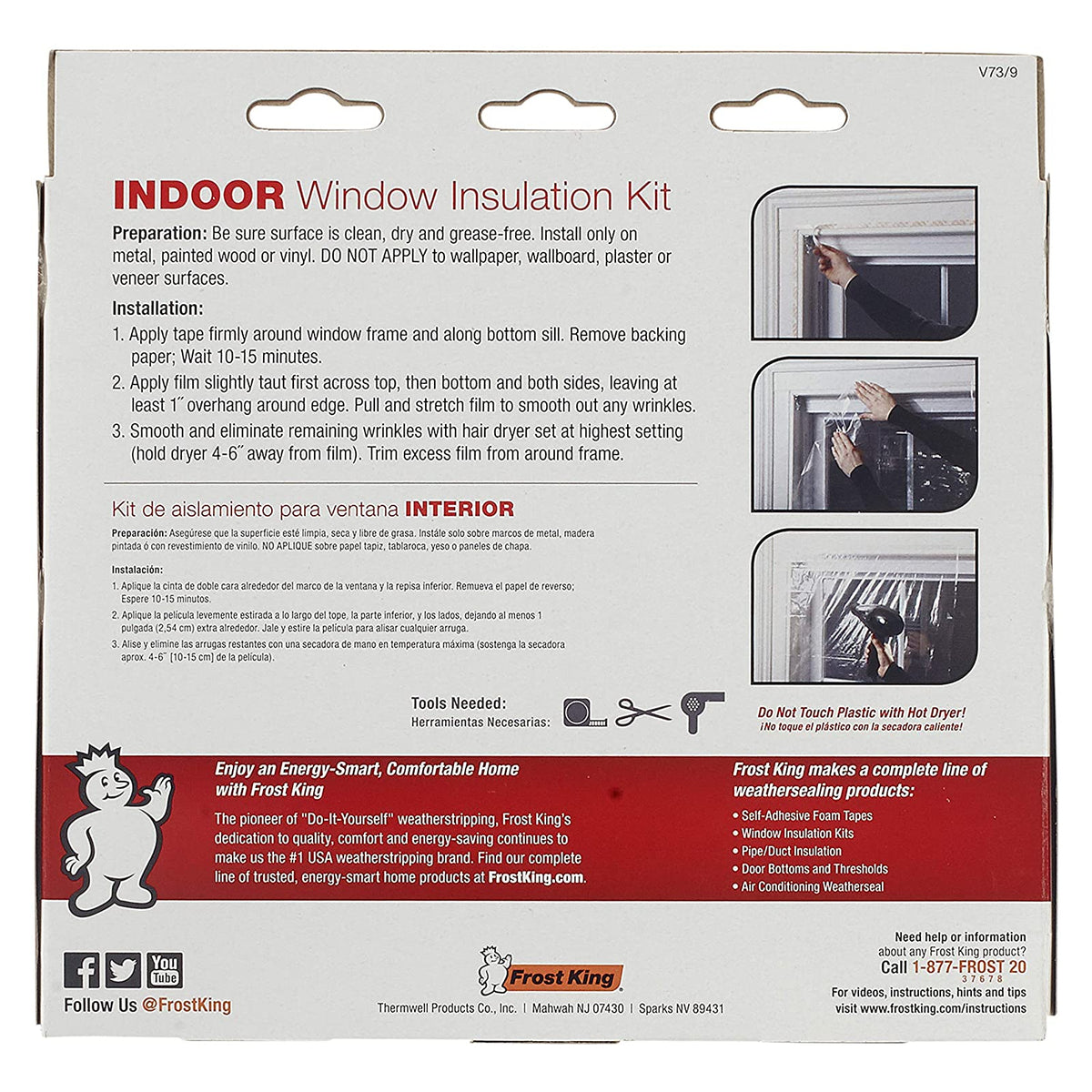 Frost King V73/9H Indoor Shrink Window Sheet, 42" x 62", 9-Pack