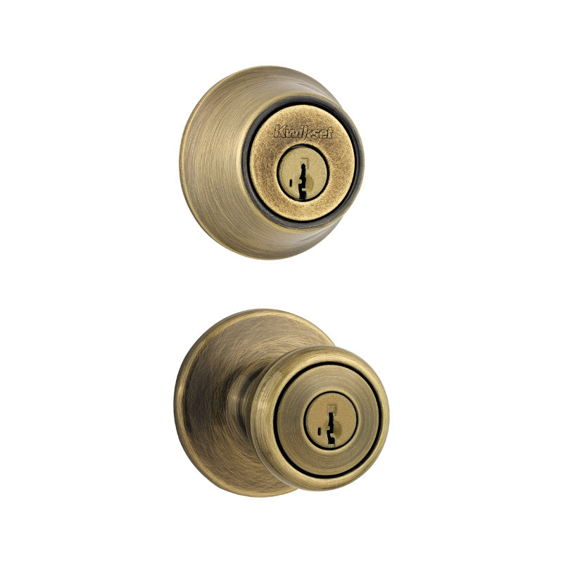 Kwikset® 695T-5-CP-K6-BBPKG Tylo Double Cylinder Combo Pack, Antique Brass
