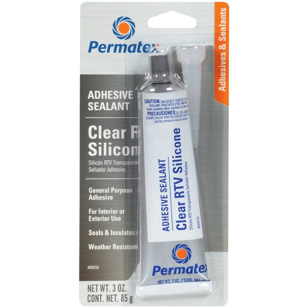 Permatex® 80050 Clear RTV Silicone Adhesive Sealant, 3 Oz Tube