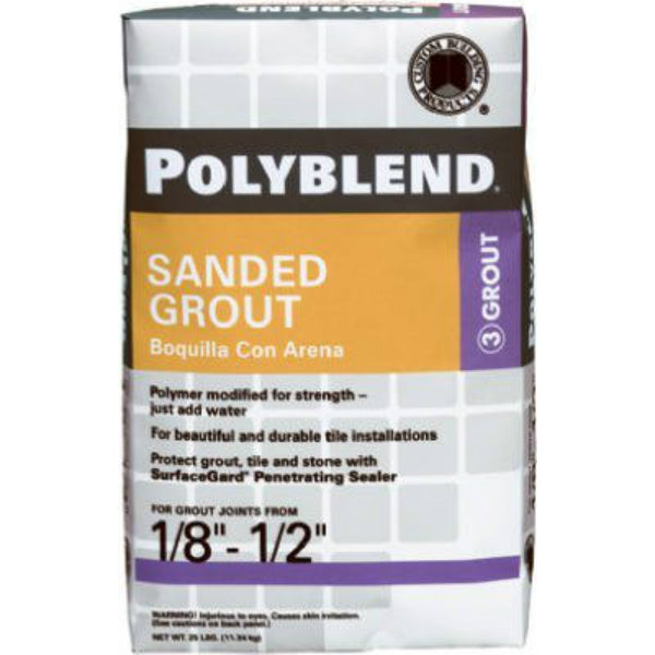 Polyblend® PBG16525 Sanded Tile Grout, #165 Delorean Gray, 25 Lbs