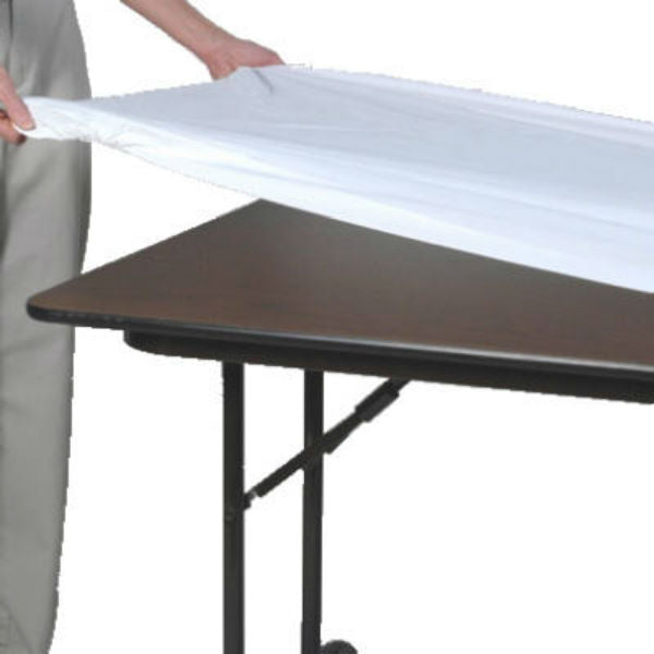 Kwik-Covers® 3072PKW Banquet Table Cover with Elastic Edging, White, 30"x72"