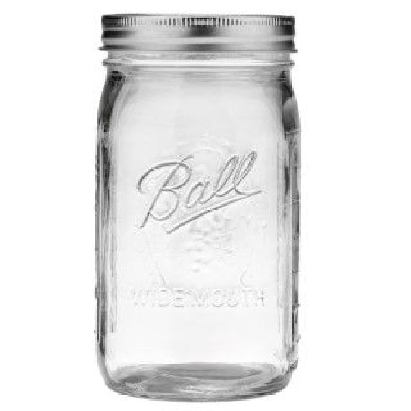 Ball 67000 Wide Mouth Mason Jars with Lids & Bands, 1 Qt, 12-Pack