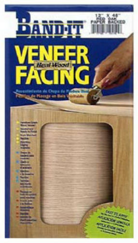 Band-IT® 12421 Pre-Glued Iron-On Hot Melt Veneer Facing, 12" x 48", Red Oak