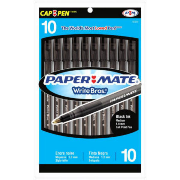 Paper Mate® 9333499 WriteBros® Medium Ball Point Pen w/ Black Ink, 10-Count