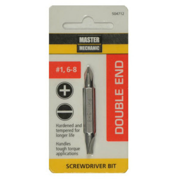 Master Mechanic 504712 Double-End Phillips Screwdriver Bit, #1/6-8 Slotted