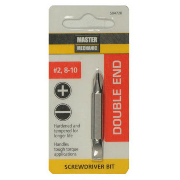 Master Mechanic 504720 Double-End Phillips Screwdriver Bit, #2/8-10 Slotted