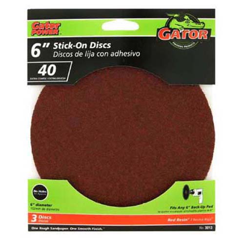 Gator 3013 Stick-On Sanding Disc, 40 Grit, 6"