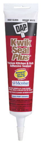 Dap® 18526 Kwik Seal Plus® Kitchen & Bath Microban Caulk, 5.5 Oz, White
